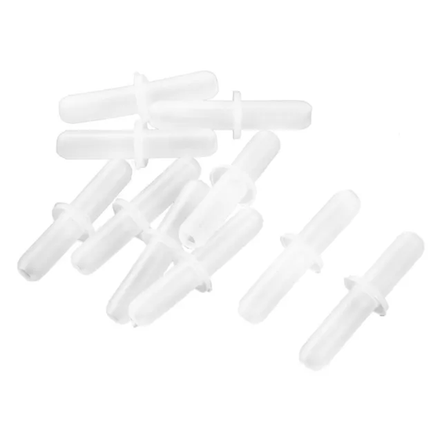 Aquarium Fish Tank Plastic Air Line Tubing 2 Way Straight Connectors White 10pcs