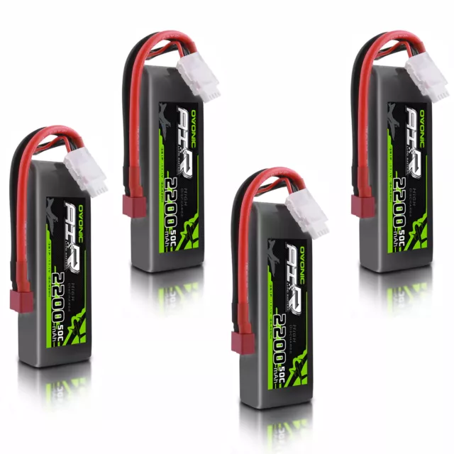 4X Ovonic 50C 11.1V 2200mAh Lipo 3S Battery Deans For RC Heli Airplane JET Boat