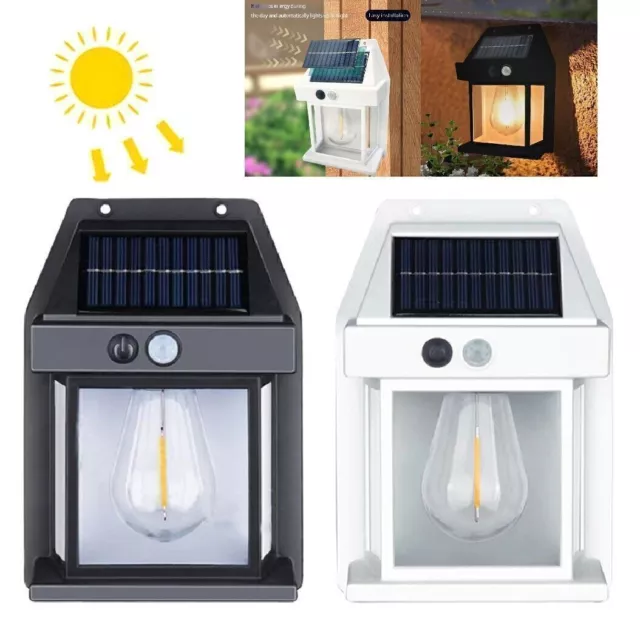 IP65 Solar Powered Lantern LED Door Fence Wall Light Outdoor Garden Lighting