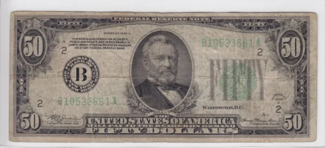 1934-A $50 Federal Reserve Note New York, NY FR#2103-B B10533661A