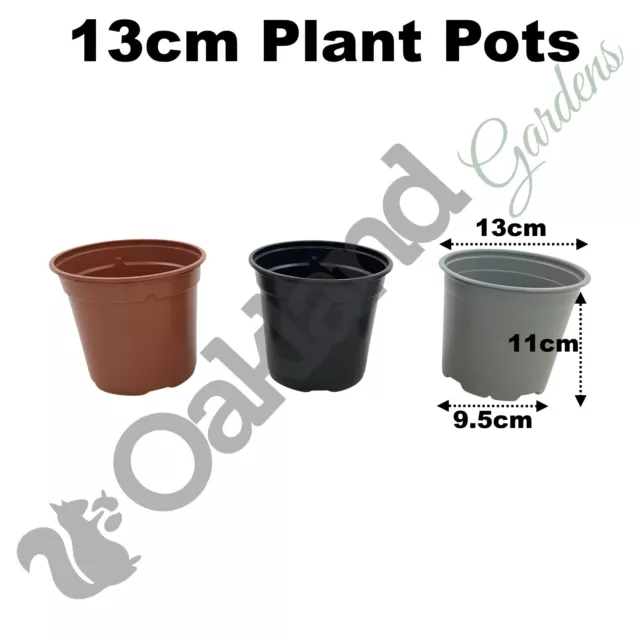 13cm Plant Pots 1 Litre Plastic Tall Deep Full Nursery Flower Pot 5" Seedling