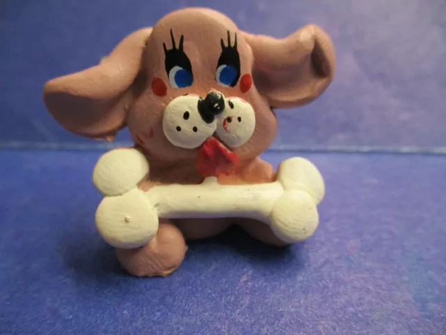 miniature dollhouse  denney dog with bone figurine sculpture 1/12