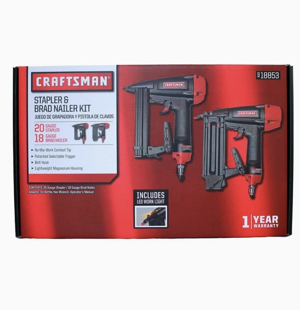 CRAFTSMAN 20GAUGE STAPLER and 18gauge brad nailer kit 918853. NEW