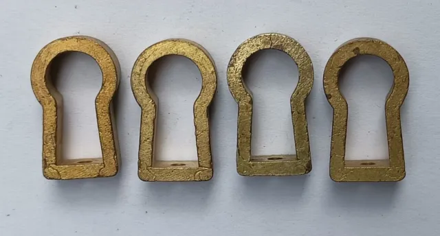 4x Vintage Solid Brass Insert Keyhole Cover Escutcheon # Lot 6