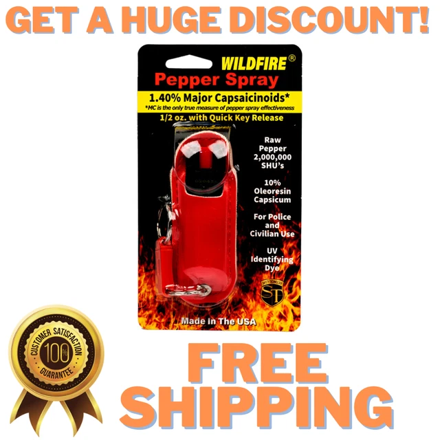 Wildfire Pepper Spray Halo Holster 1/2oz Self Defense Personal Protection Red