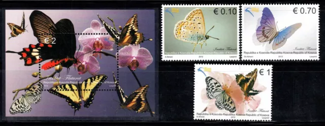 Kosovo 2012 Mi. Bl. 20, 216-218 Bloc Feuillet 100% Neuf ** Papillons