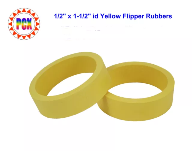 Two Standard Size 1/2" x 1-1/2" id Yellow Flipper Rubbers (for 3" flipper bats)