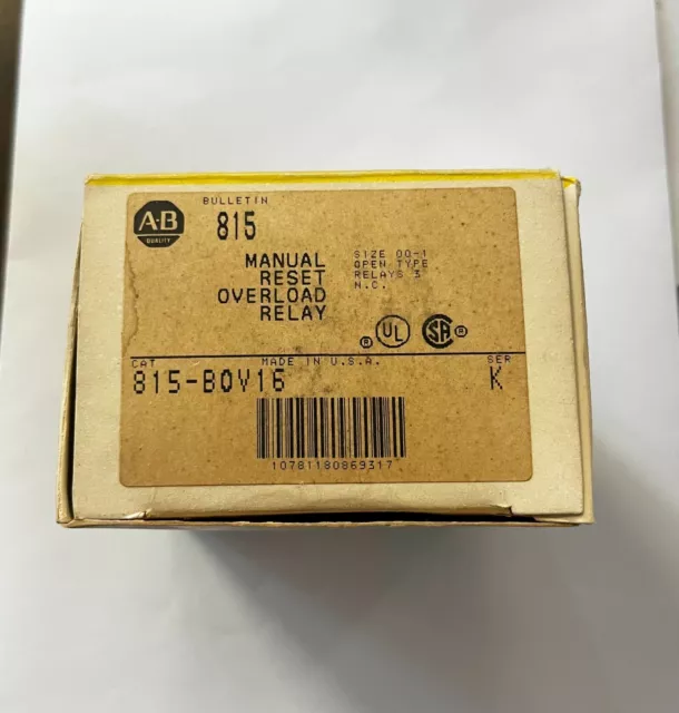 Allen Bradley 815-BOV16 *NEW* Overload Relay Manual Reset