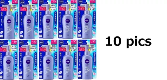 Bomba de protector solar NIVEA UV Super Water Gel 140 g SPF50 PA++ lote de 10