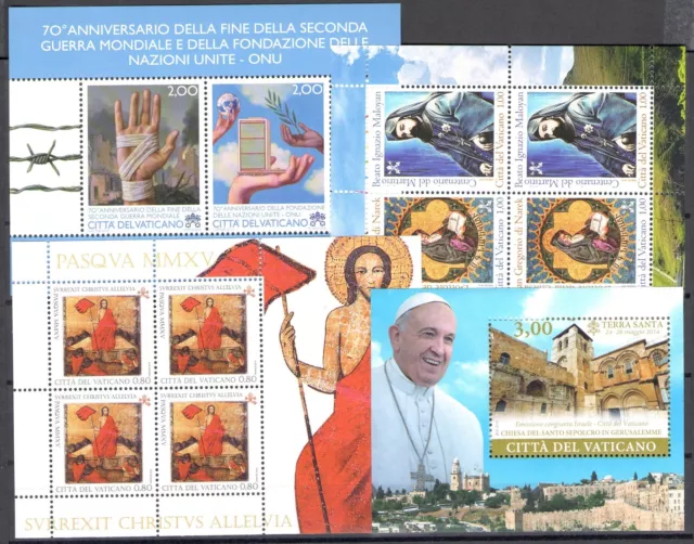 2015 Vatican, AnnÃ©e complÃ¨te, nouveaux timbres, 29 valeurs + 4 Feuilles +