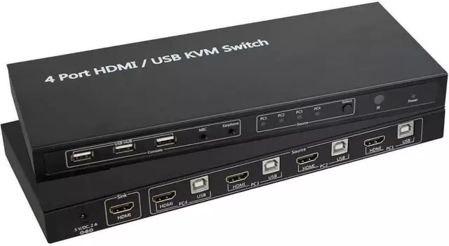 SpeaKa Professional 4 Port KVM Umschalter Verteiler Hub Switch UNVOLLSTÄNDIG