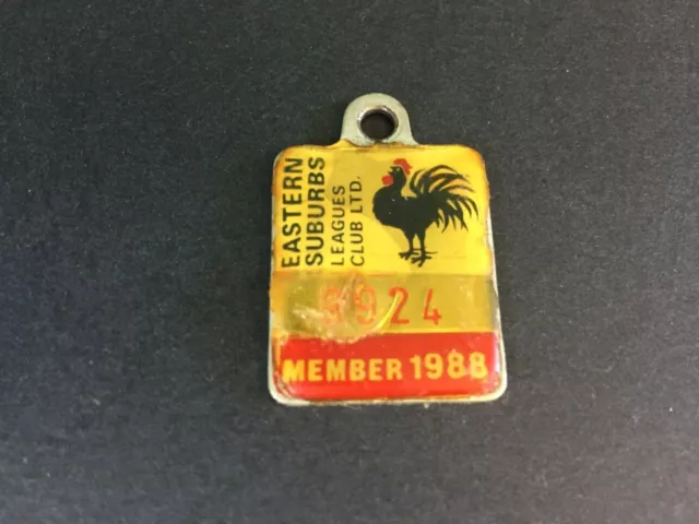 Eastern Suburbs Leagues Club Roosters member badge 1988 Easts Sydney