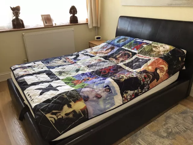 David Bowie Album Covers Patchwork Lightly Quilted Double Bedspread Throw