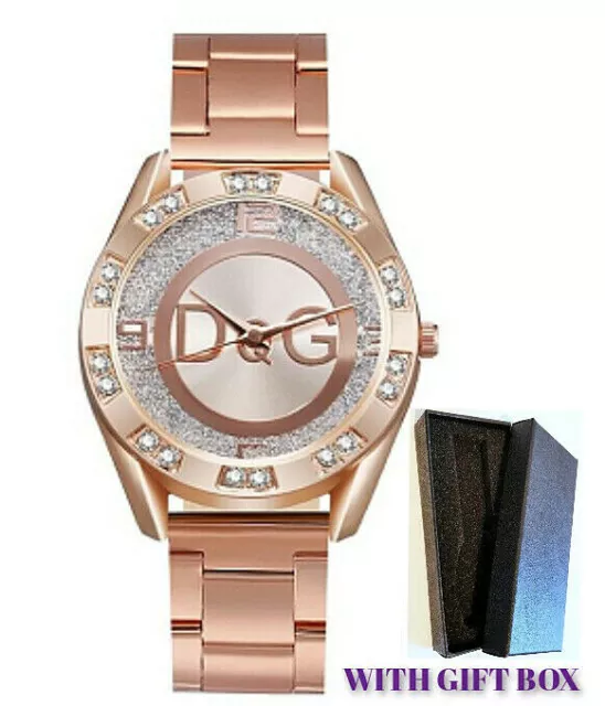 Womens Ladies Watches Wrist Watch Quartz Analog Rose Gold Bracelet DQG +GIFT BOX