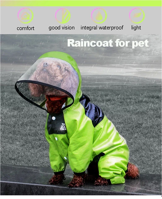Haustier Regenmantel Hund Gesicht Overall Wasserdicht Mit Hut Winter Regenjacke