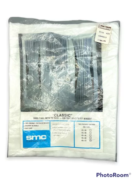 SMC Classic Door Panel With Tie Back Curtain 42” X 72” White Light Filtering NOS