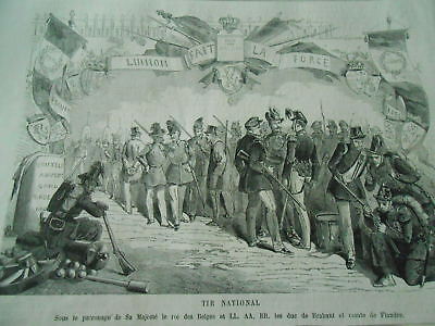Gravure 1861 - Tir National sous patronage le Roi des Belges et Duc de Brabant
