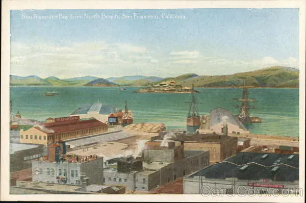 San Francisco Bay from Nortyh Beach,CA California Pacific Novelty Co. Postcard
