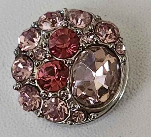 Blingy Rhinestone Pink Snap Jewelry 18mm Button Charm Ginger,  Chunk, Noosa