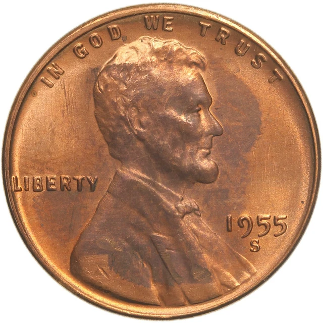1955 S Lincoln Wheat Cent Uncirculated Penny US Coin