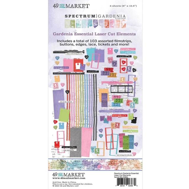 49 & Market - SPECTRUM GARDENIA - Elementos esenciales de corte por láser - 63 piezas #SG23664