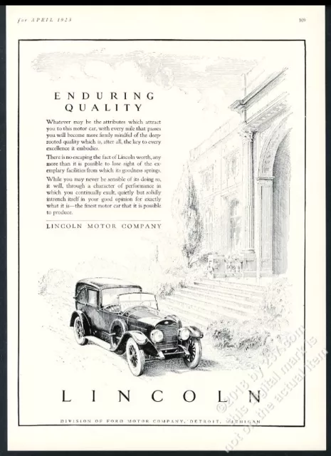 1923 Lincoln laundaulette town car elegant illustration vintage print ad