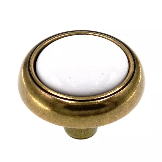 Amerock Allison 1-1/8" Cabinet Knob Antique Brass with White Center 262WAB