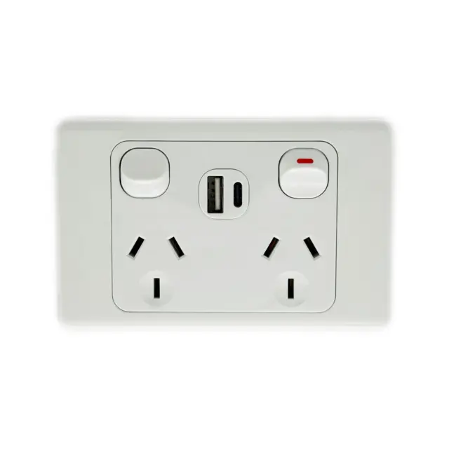 Double USB TypeC Power Point GPO 10A Plug Socket Switch Wall outlet Power Supply