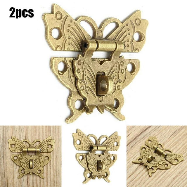 LiJuanWang Mini Cadenas,2 Pièces Loquet Verrous Vintage Papillon Cadenas Et Loquets,Serrure Fermoir Vintage Moraillon Loquet,pour Décoratifs Cabinet Armoire Boîte à Bijoux Boîte Cadeau Valise