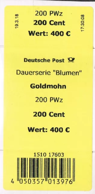 Bund 2568 Goldmohn 200 Cent Banderole für 200 Stück