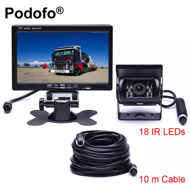 7" LCD Rear View Monitor + Waterproof 4Pin Car Reversing Camera for RV Truck Bus