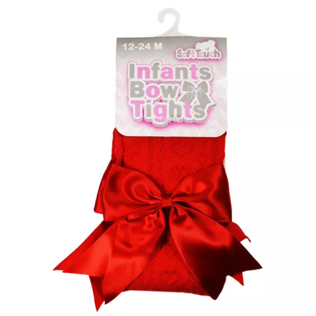 NEW Hearts Tights Red Soft Touch Baby Girls Spanish Style Bow NB -24 Months