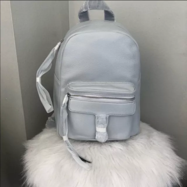 Rebecca Minkoff Mini Mab Leather Backpack Tote Bag, Gray, Designer Luxury, NWT