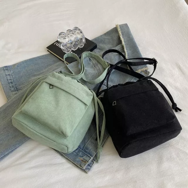 KOREAN STYLE DRAWSTRING Bucket Bag Solid Color Single Shoulder Bag ...