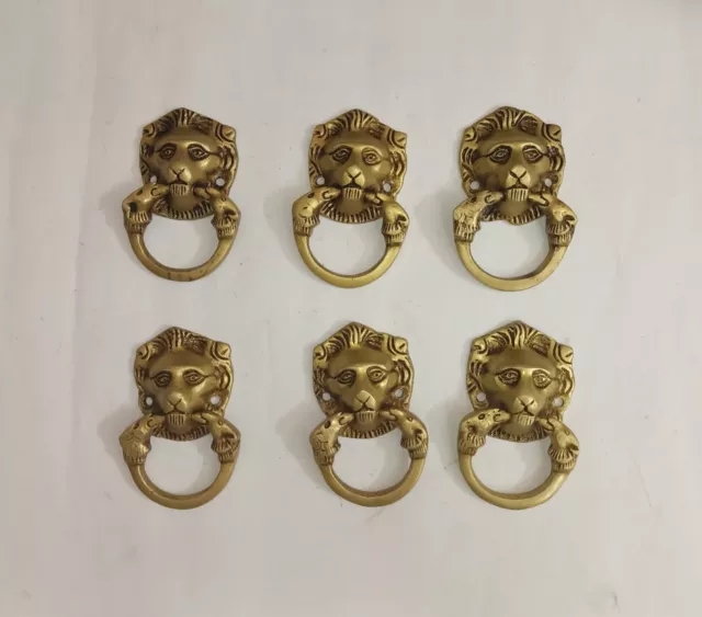 Laiton Lion Visage Porte Boutons Lot De 06 Pièces Garde-Robe Meuble Tiroir HK543