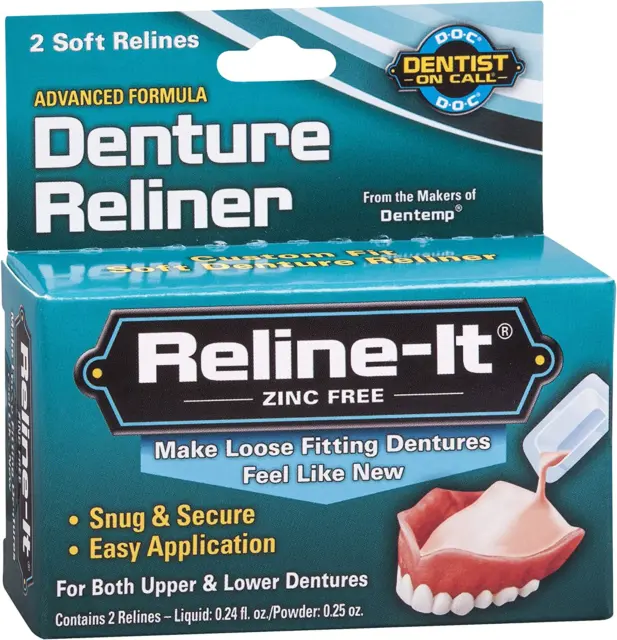Reline-It Advanced Denture Reliner Kit for Both Upper & Lower Dentures, Easy Ap