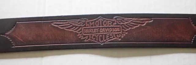 Vintage Handmade Black/Brown Harley Davidson Leather Belt 1 5/8" Wide Size 42
