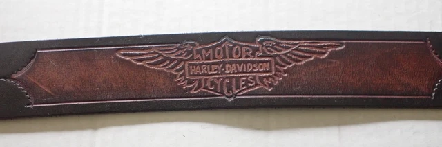 Vintage Handmade Black/Brown Harley Davidson Leather Belt 1 5/8" Wide Size 42