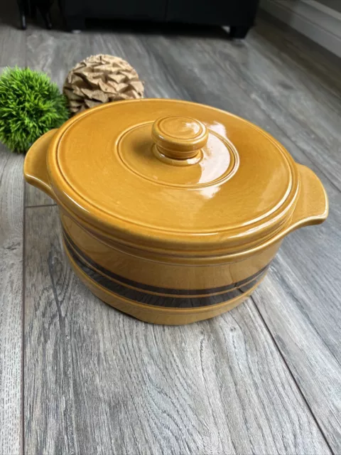 VINTAGE ROYAL ALMA Staffordshire Pottery Casserole Dish with lid Gold ...