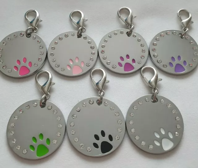 Personalised ENGRAVING Dog ID / Cat ID Name Bling Tag Puppy Pet ID Tags