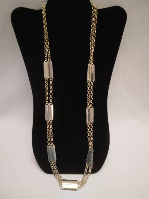 Charming Charlie Gold Toned  Double Strand Layering Necklace 34 - 37" Signed