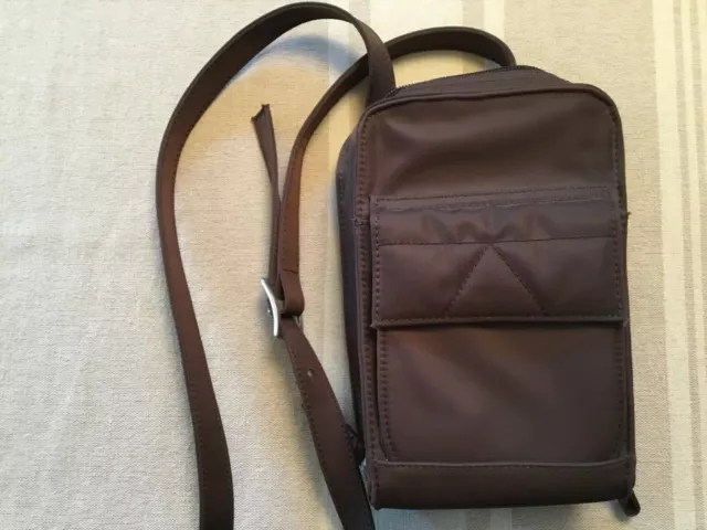 Eddie Bauer Brown Crossbody Bag Organizer Travel Purse Adjustable