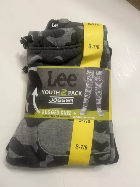 Lee Youth 2-pack sweatpants Fleece Lined Jogger Reinforced Knee Size S 7/8