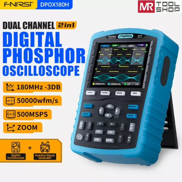 FNIRSI Handheld Phosphor Digital Oscilloscope 180MHz -3DB Signal Generator 20MHz