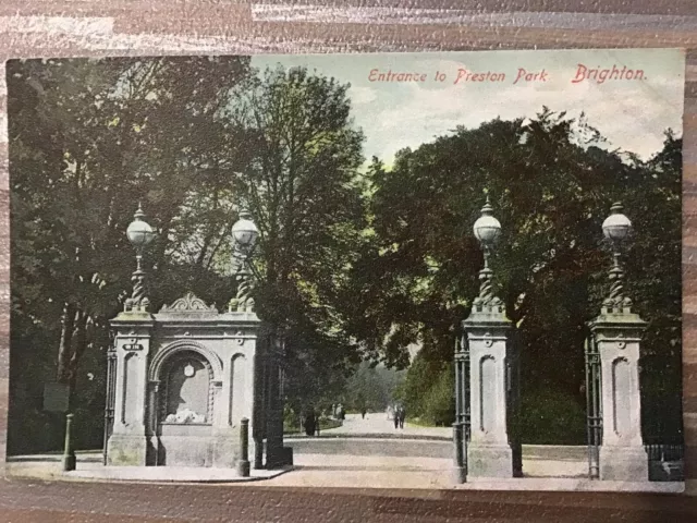 Entrance To Preston Park Brighton Sussex Vintage Postcard 755b