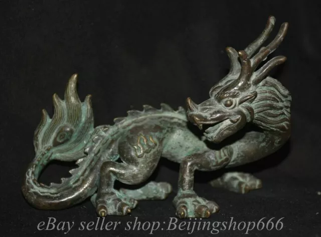 5.6" Rare Old Chinese Copper Fengshui 12 Zodiac Animal Dragon Beast Statue