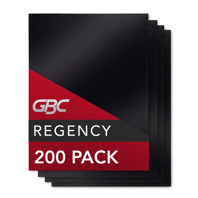 GBC Regency Binding Presentation Covers, Unpunched, 9" x 11", Black, 200 Pack
