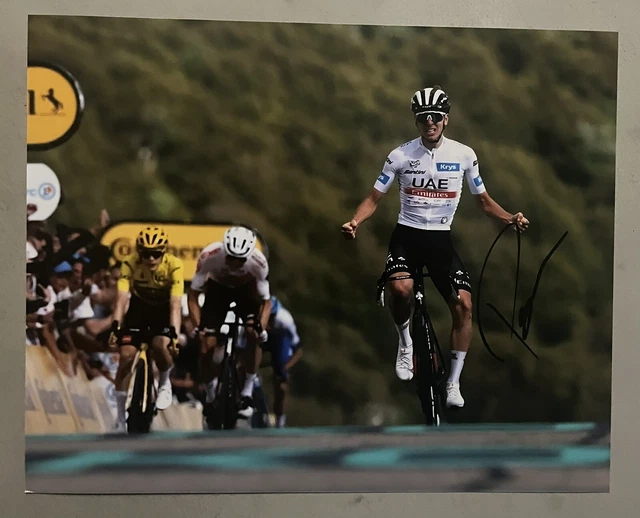 TADEJ POGACAR HAND Signed 10x8 Tour De France Cycling Photo