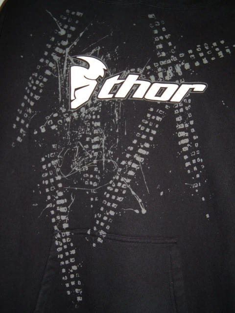 Vintage THOR mens sweatshirt hoodie tire tracks sz large logo Racing Motorcross