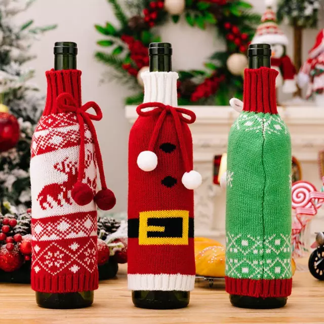 Christmas Xmas Wine Bottle Cover Bag Snowflake Santa Reindeer Decoration Gifts -